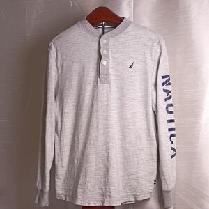 Nautica Men's Light Gray Long Sleeve Henley